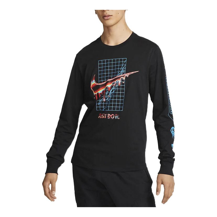 Tričko Nike Long Sleeve T-Shirt with Logo Print Čierna | DR8075-010