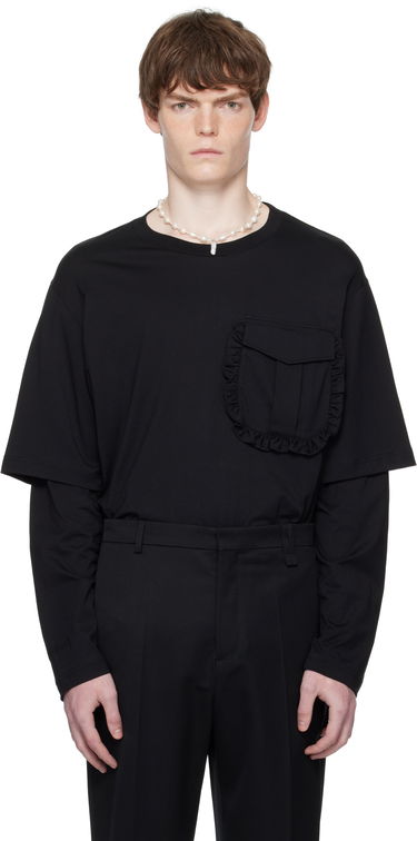 Tričko Simone Rocha Simone Rocha Layered Ruffle Pocket Long Sleeve T-Shirt Čierna | 5379 0553, 0