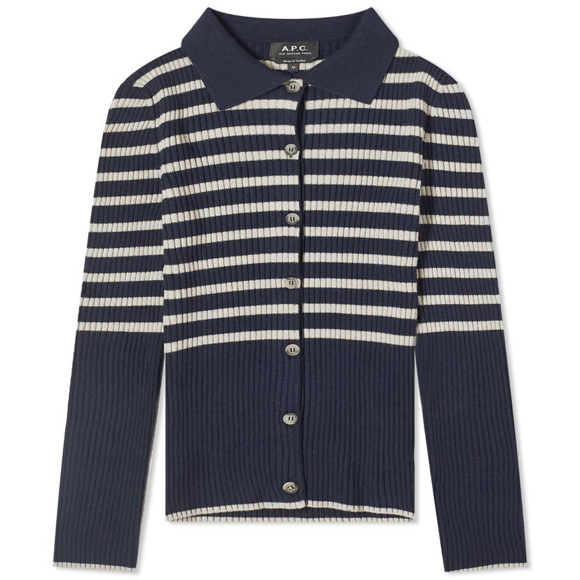 Sveter A.P.C. Mallory Striped Cardigan Navy | WSAAZ-F22251-TIQ