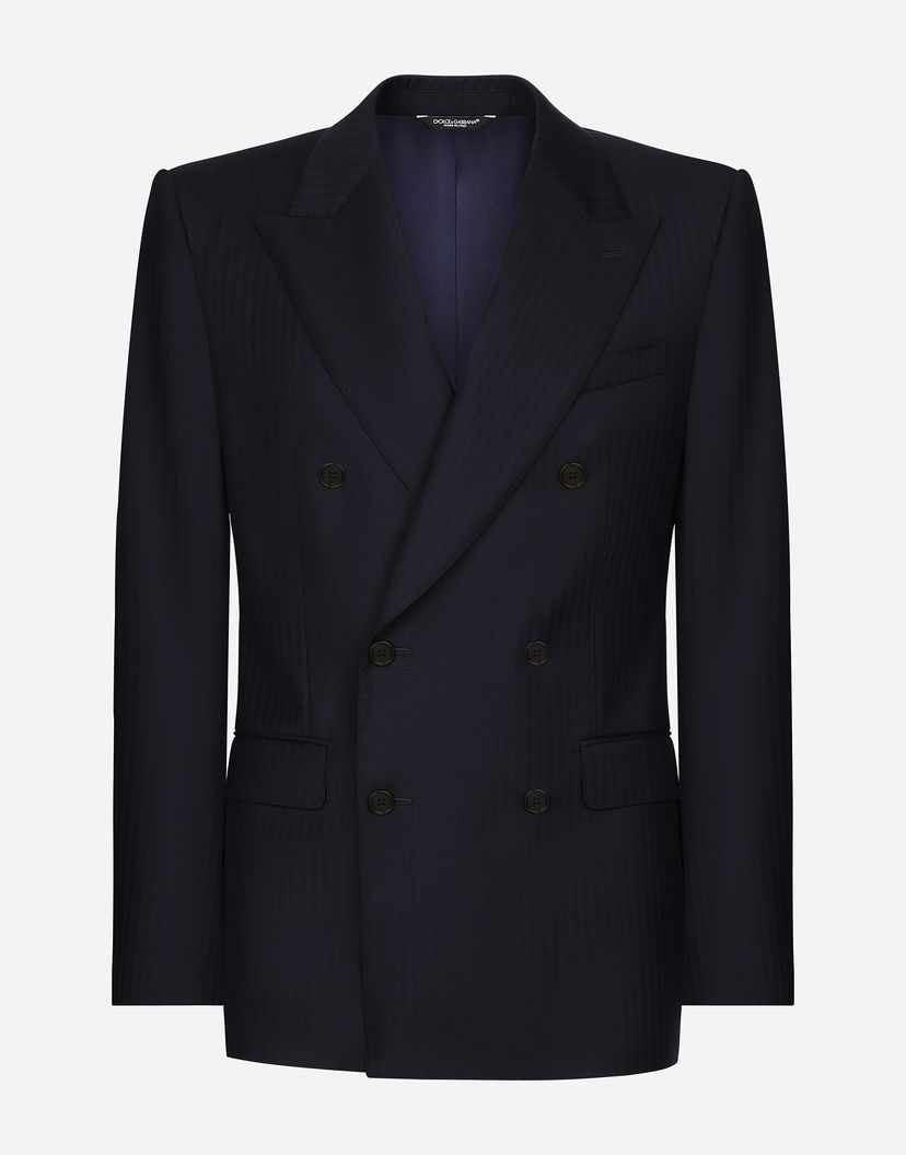 Bunda Dolce & Gabbana Double-breasted Wool Jacket Modrá | G2QU4TFC2FIB0387