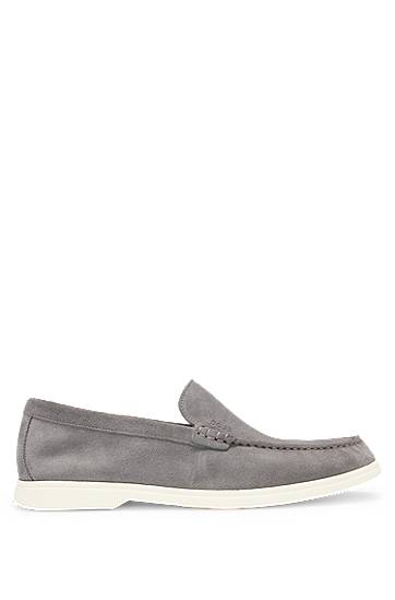 Tenisky a topánky BOSS Suede Loafers with Contrast Outsole Šedá | 50543083, 2