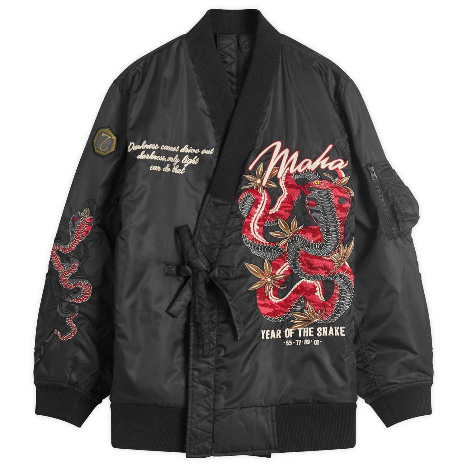 Bomber bunda Maharishi Maharishi Year Of The Snake MA-1 Kimono Jacket, Large Čierna | 6006-BLK, 0