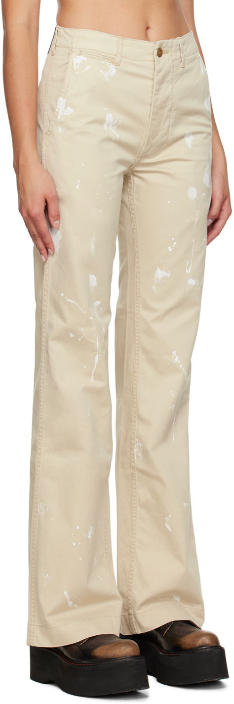 Nohavice R13 R13 Jane Paint Splatter Trousers Béžová | R13WR175-R258D, 1