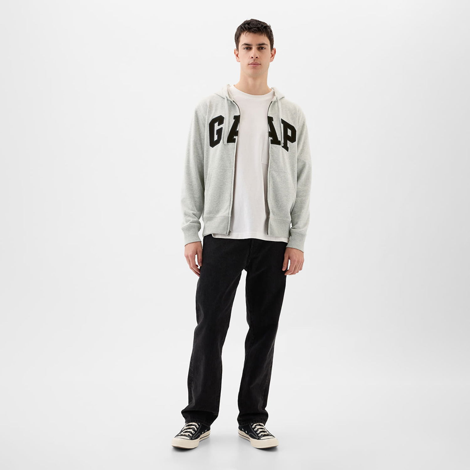 Mikina GAP French Terry Fullzip Logo Hoodie B08 Šedá | 868454-02, 1
