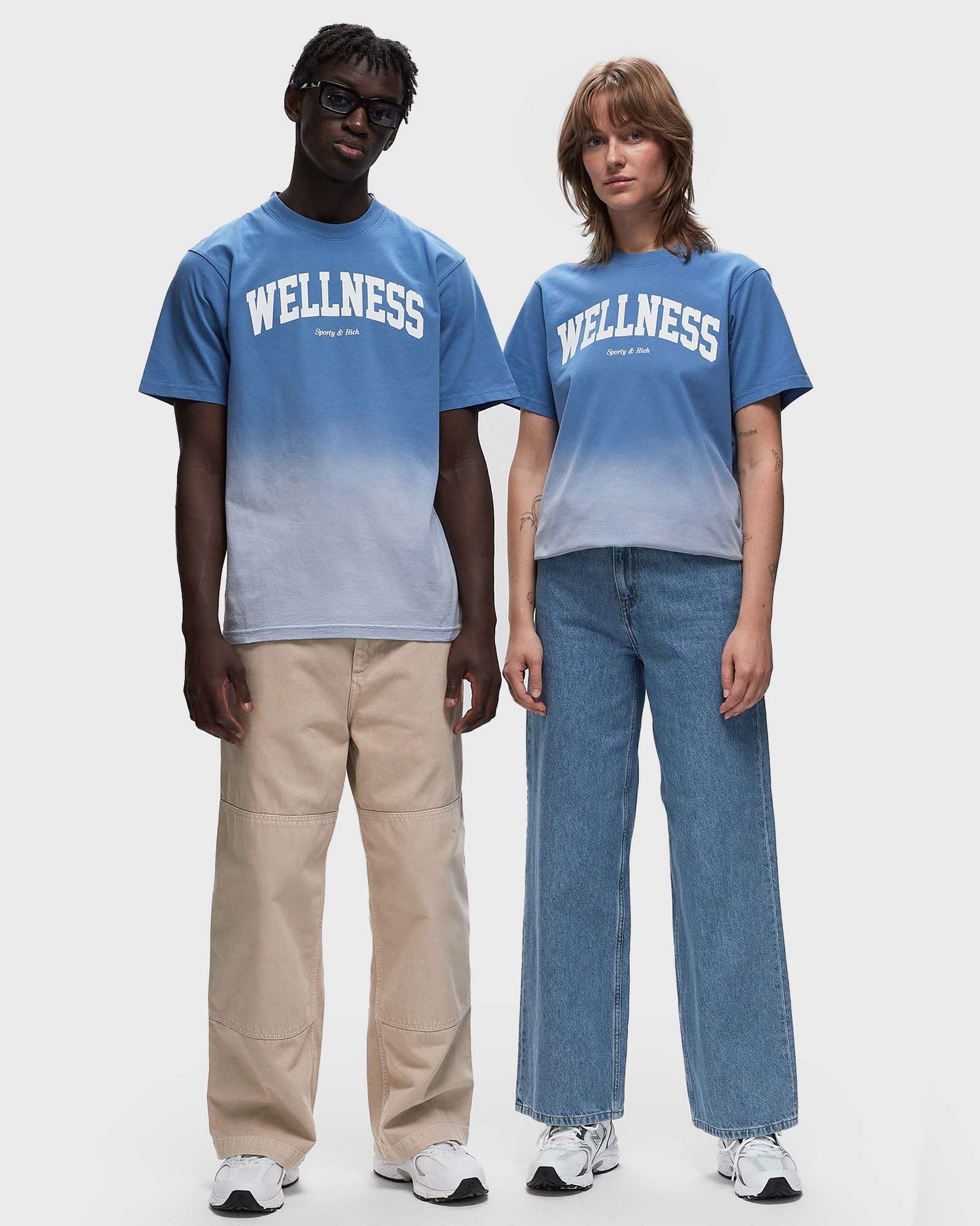 Tričko Sporty & Rich Dip Dye Wellness Ivy T-Shirt Modrá | TO042S413WB, 1
