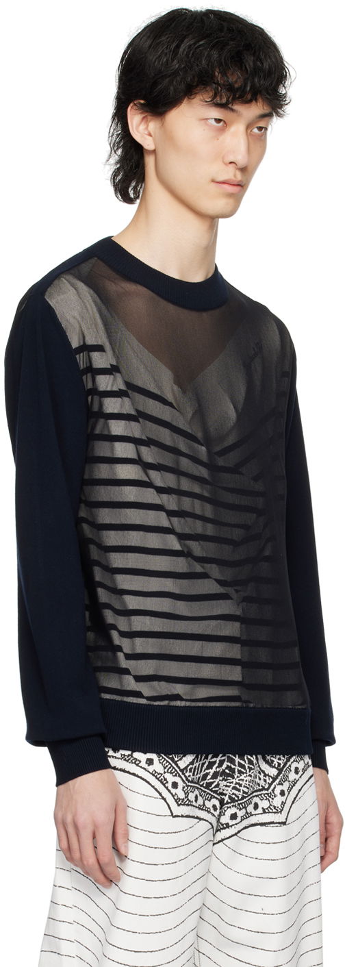 Sveter Jean Paul Gaultier Gaultier Oversized Striped Sweater Navy | 24/25-U-PL046B-M064-590100, 1