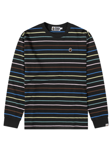 Tričko BAPE Stripe Long Sleeve T-Shirt Black Čierna | 001LTJ301001M-BLK