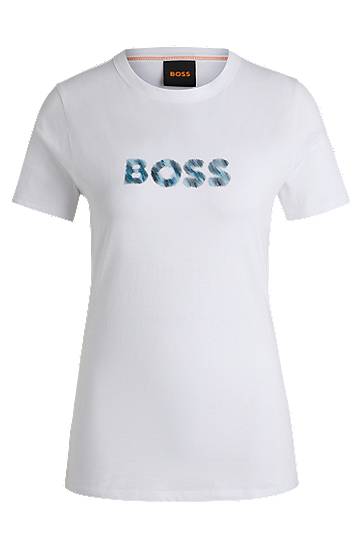 Tričko BOSS BOSS Cotton-Jersey T-Shirt with Seasonal Logo Biela | 50535322, 0