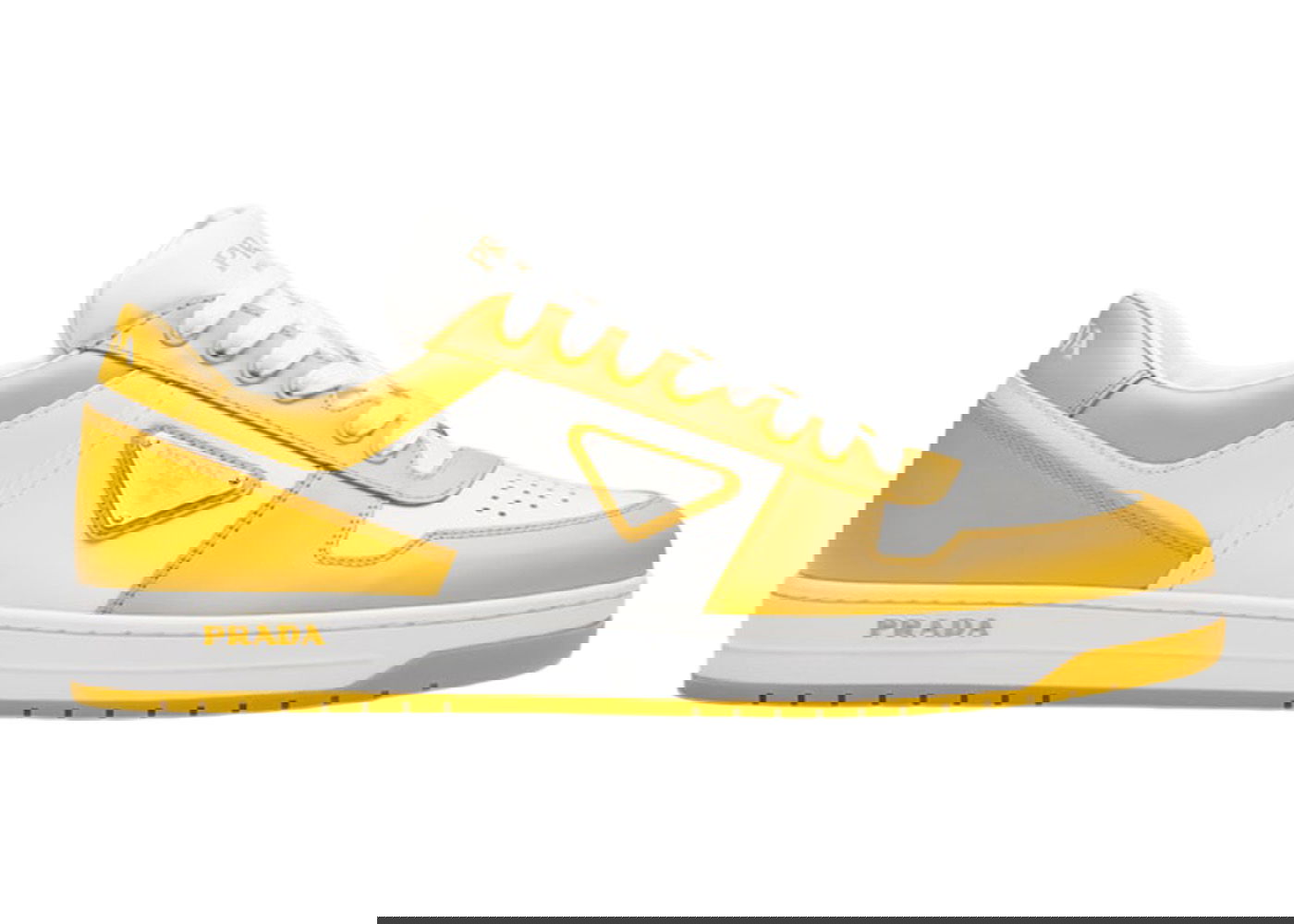Tenisky a topánky Prada Downtown Low Top Sneakers Leather White Yellow Sun Žltá | 2EE364_3LKG_F0A7U, 0