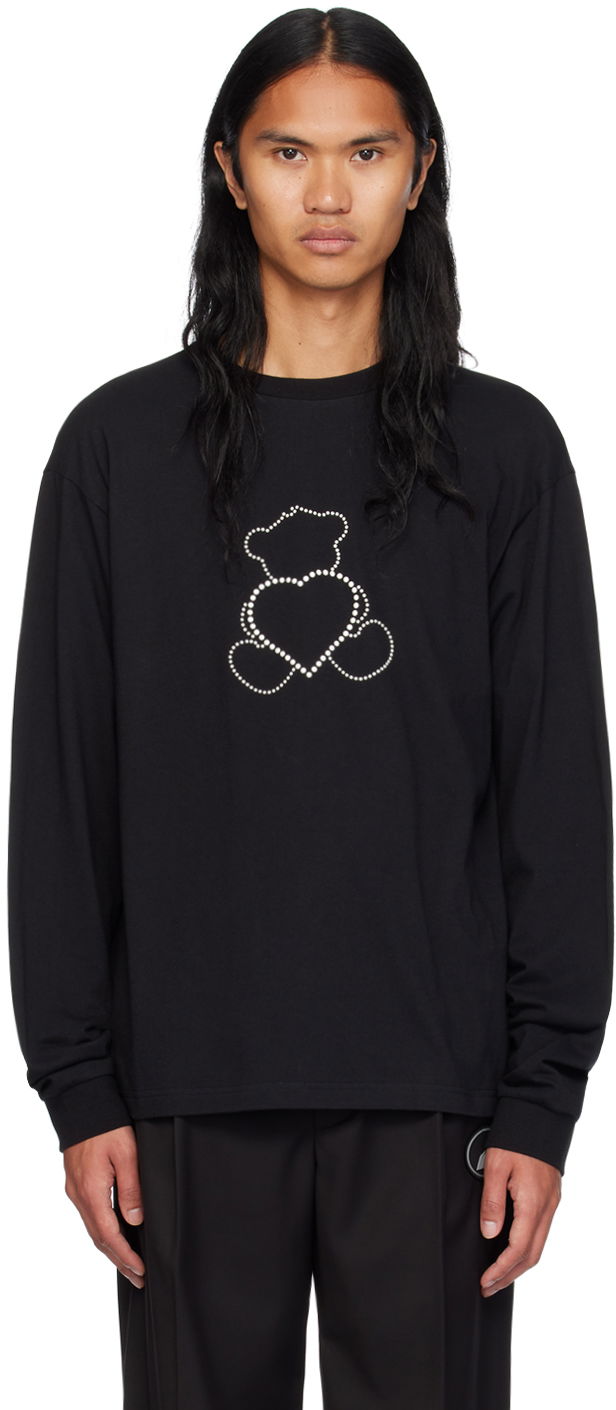 Tričko We11done Pearl Bear Long Sleeve T-Shirt Čierna | WD-TT2-24-781-U-BK, 0