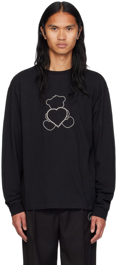 Tričko We11done Pearl Bear Long Sleeve T-Shirt Čierna | WD-TT2-24-781-U-BK, 0