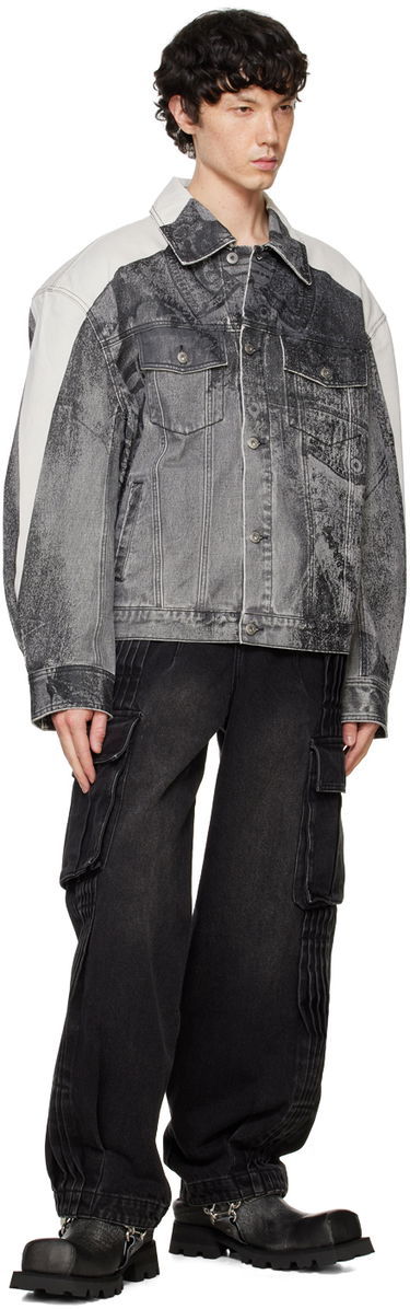 Bunda Feng Chen Wang Feng Chen Wang Printed Denim Jacket Šedá | FUF18JK06, 3