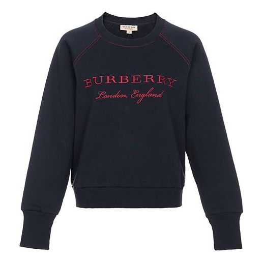Mikina Burberry Embroidered Logo Hoodie Navy | 40529791