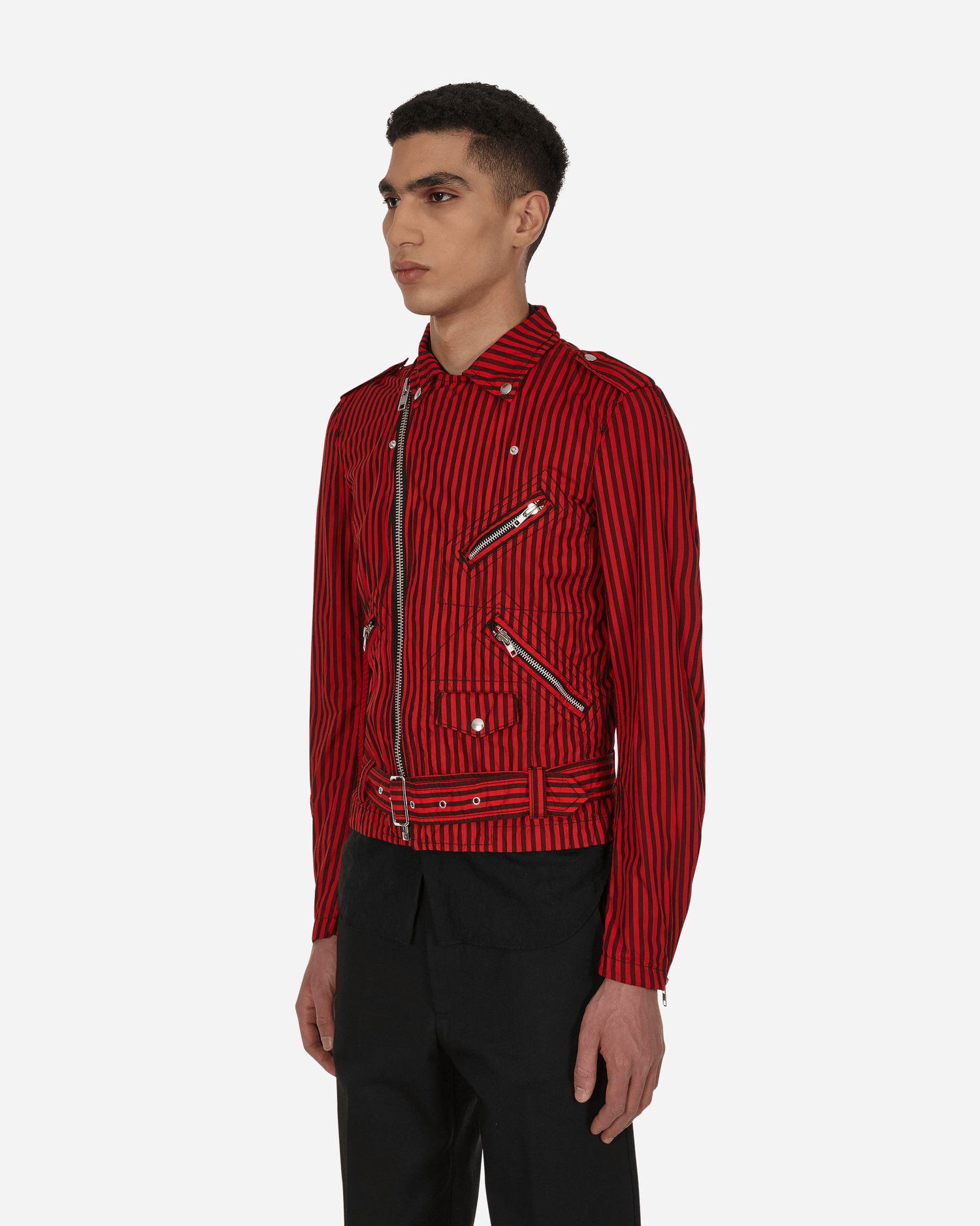 Bunda Comme des Garçons Stripe Biker Jacket Červená | FI-J002 1, 1