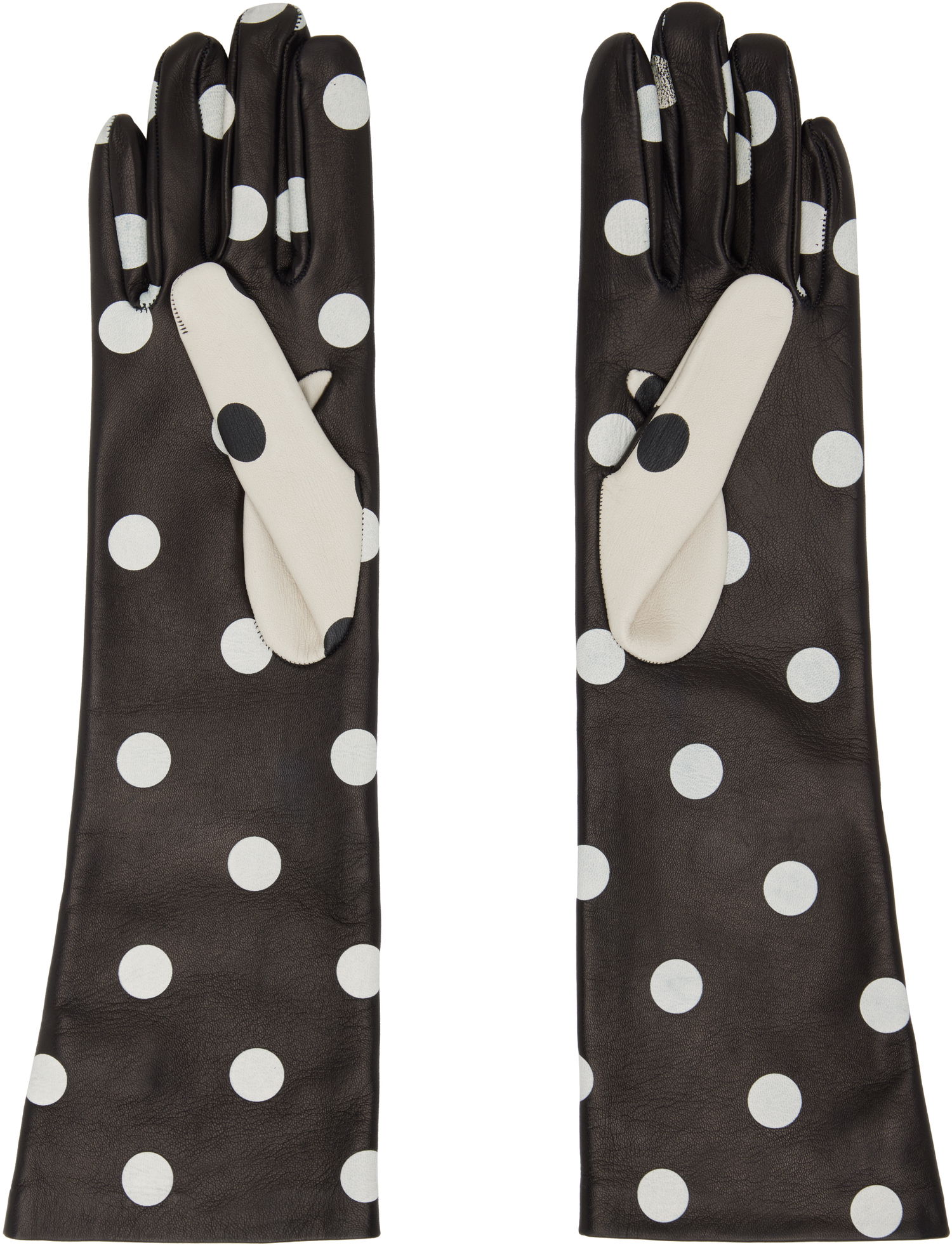 Rukavice Moschino Moschino Polka Dot Leather Gloves Čierna | 350404742555, 1
