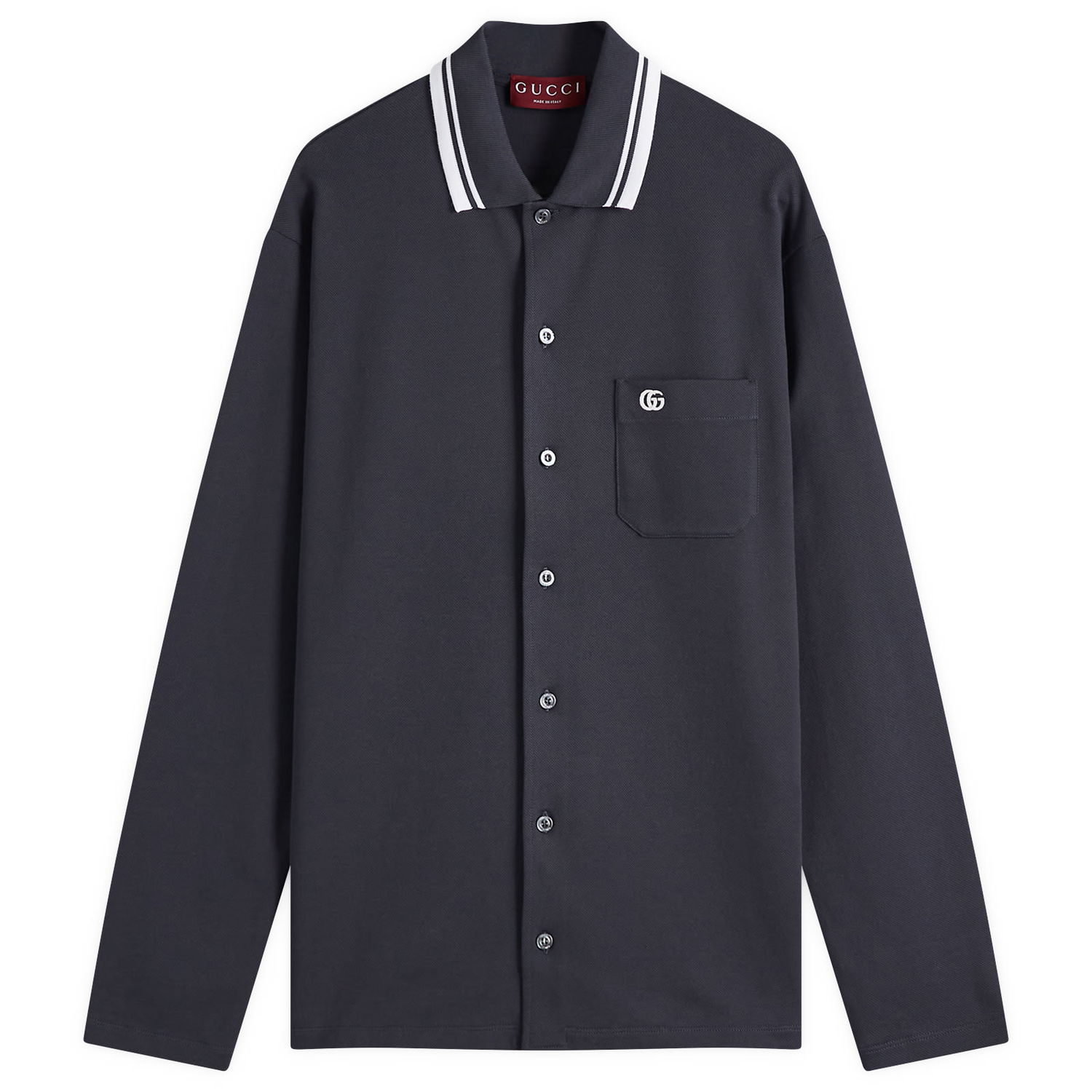 Polo tričko Gucci Gucci Stretch Cotton Long Sleeve Polo Shirt, Size Medium Navy | 815513-XJG16-1165, 1