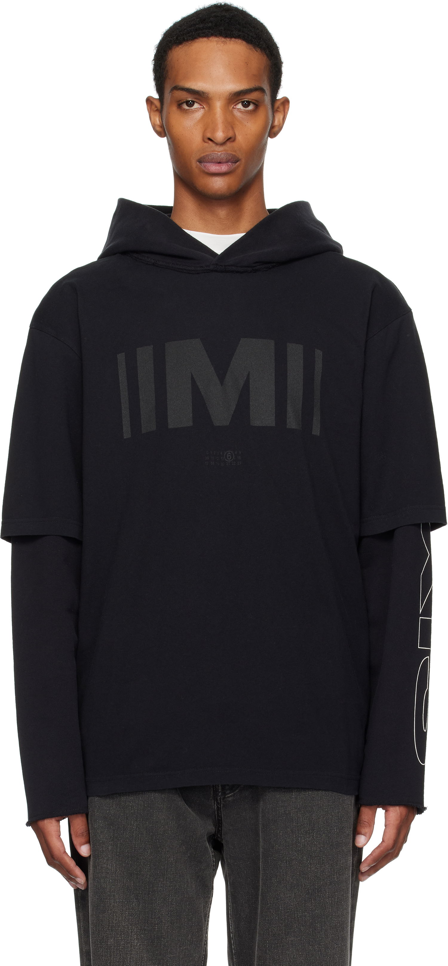 Mikina Maison Margiela MM6 Maison Margiela Printed Layered Hoodie Čierna | SH0GU0032 M20050, 0