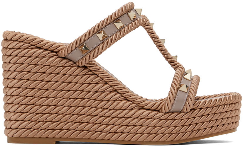 Doplnky Valentino Valentino Garavani Rockstud Wedge Heeled Sandals Béžová | 5W2S0GI5BAE