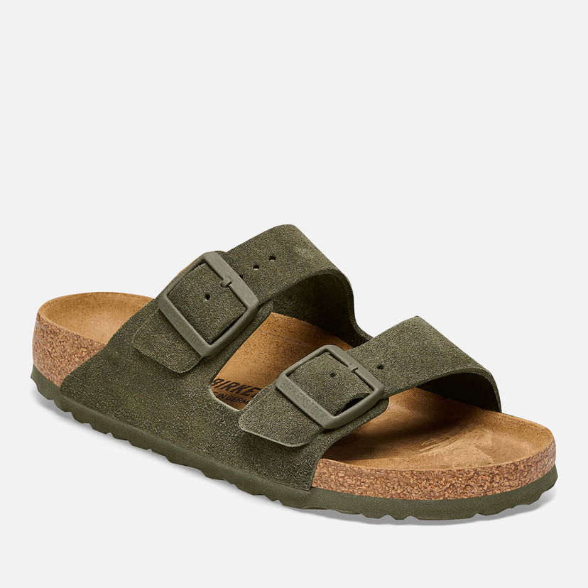Tenisky a topánky Birkenstock Arizona Slim-Fit Suede Double Strap Sandals Zelené | 1025720