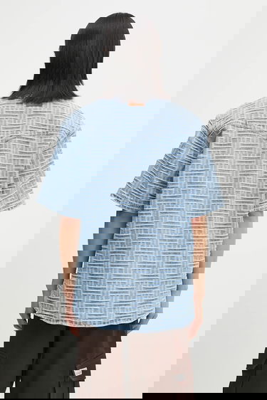 Košeľa KENZO Kenzo Relaxed Short Sleeve Geometric Patterned Denim Shirt Classic Collar Modrá | FF55DC1026J4.DB, 2