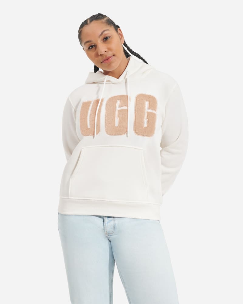 Mikina UGG ® Rey fluff Logo Hoodie Biela | 1144506-NSSN, 0