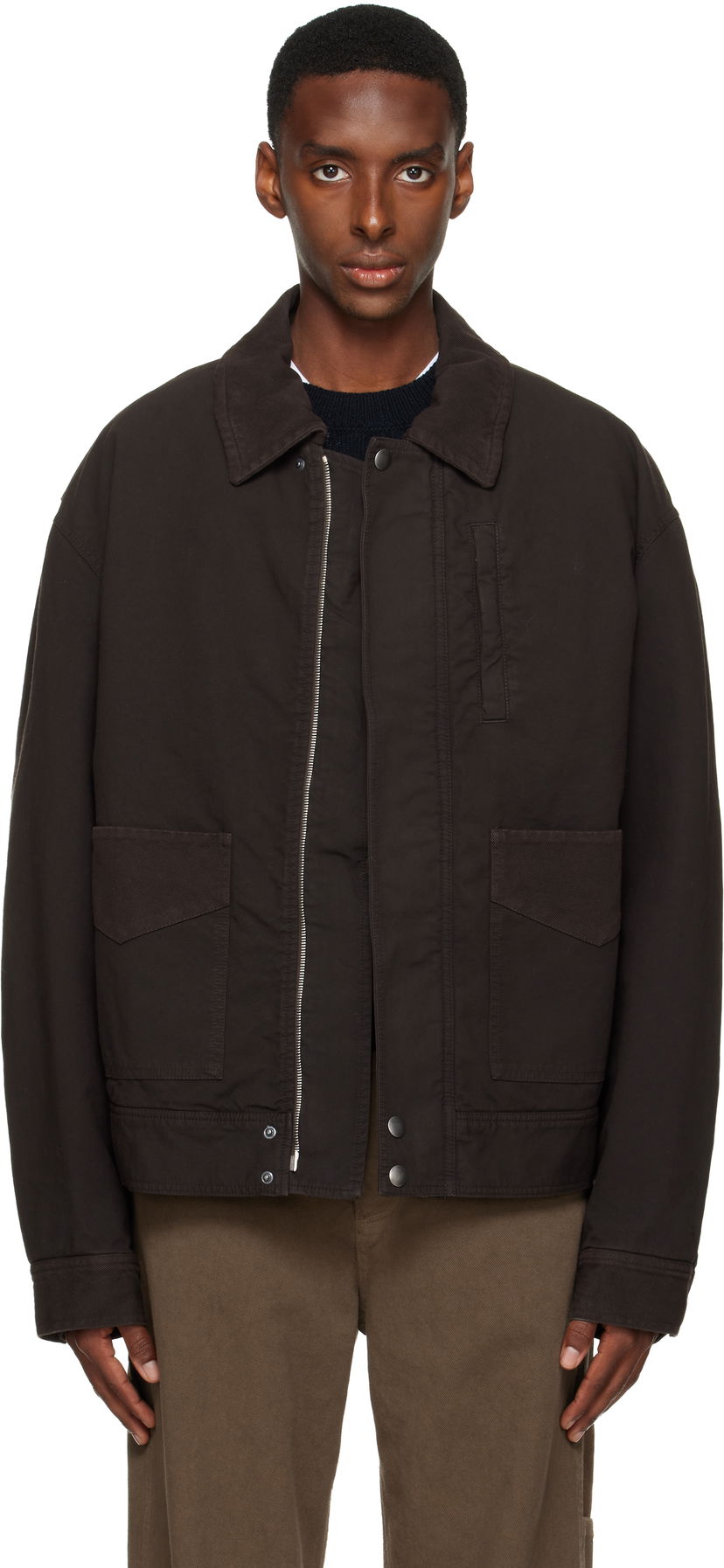 Bunda Dries Van Noten Dries Van Noten Collared Zip-Up Insulated Jacket Hnedá | 252-020577-2101