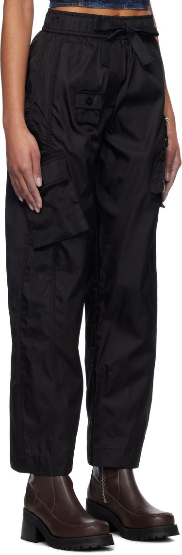 Cargo nohavice GANNI Ganni Duchesse Nylon Elasticated Cropped Pants Čierna | W0476-099, 2