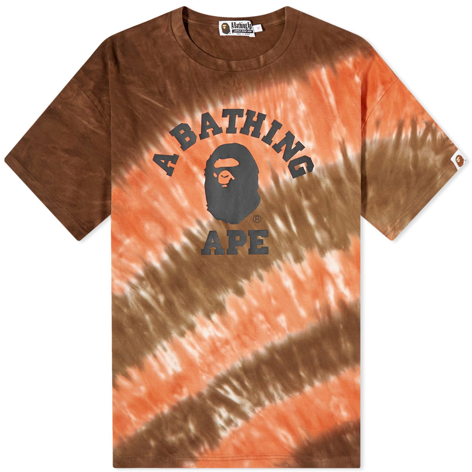 College Tie Dye Oversized T-Shirt Brown