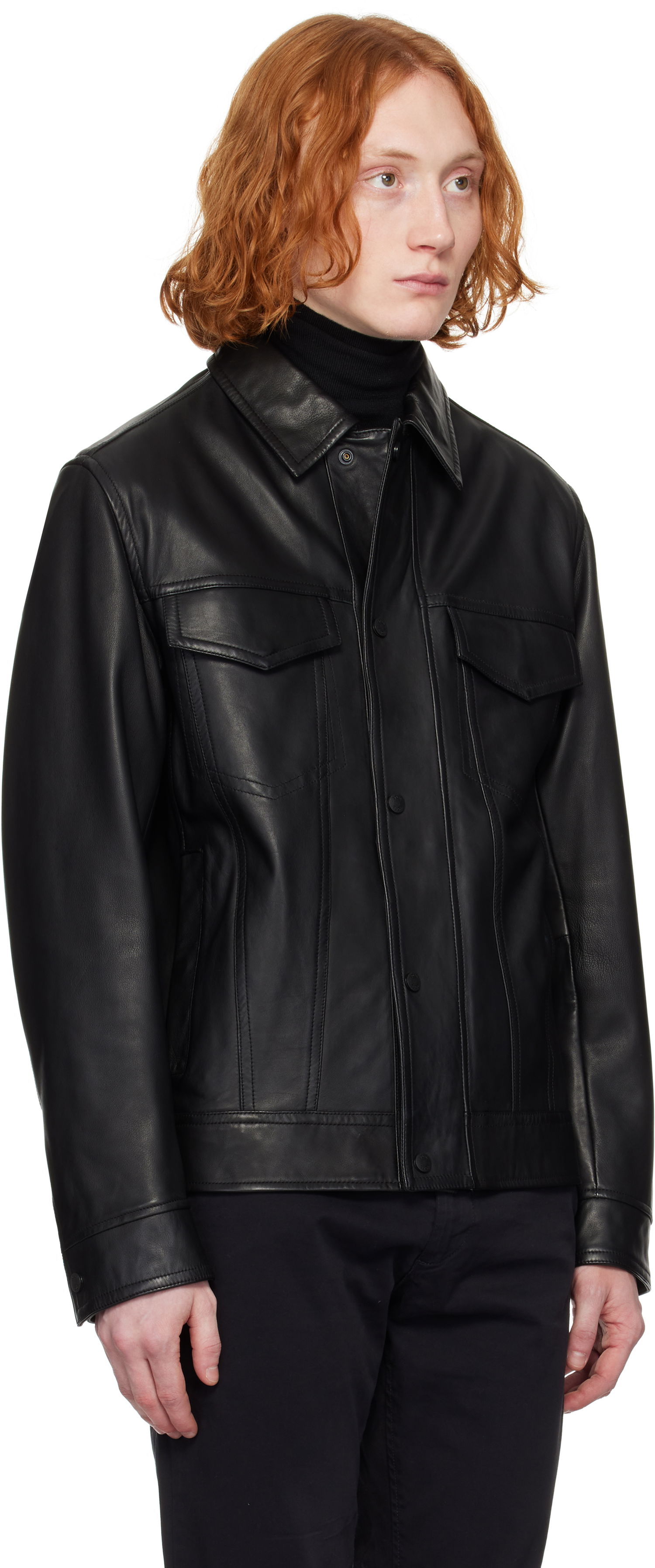 Bunda BOSS BOSS Sheepskin Leather Jacket Čierna | 50530256, 1
