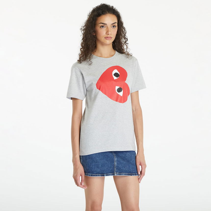 Tričko Comme des Garçons PLAY Logo Print Short Sleeve Tee UNISEX Grey Šedá | AX-T264 GREY