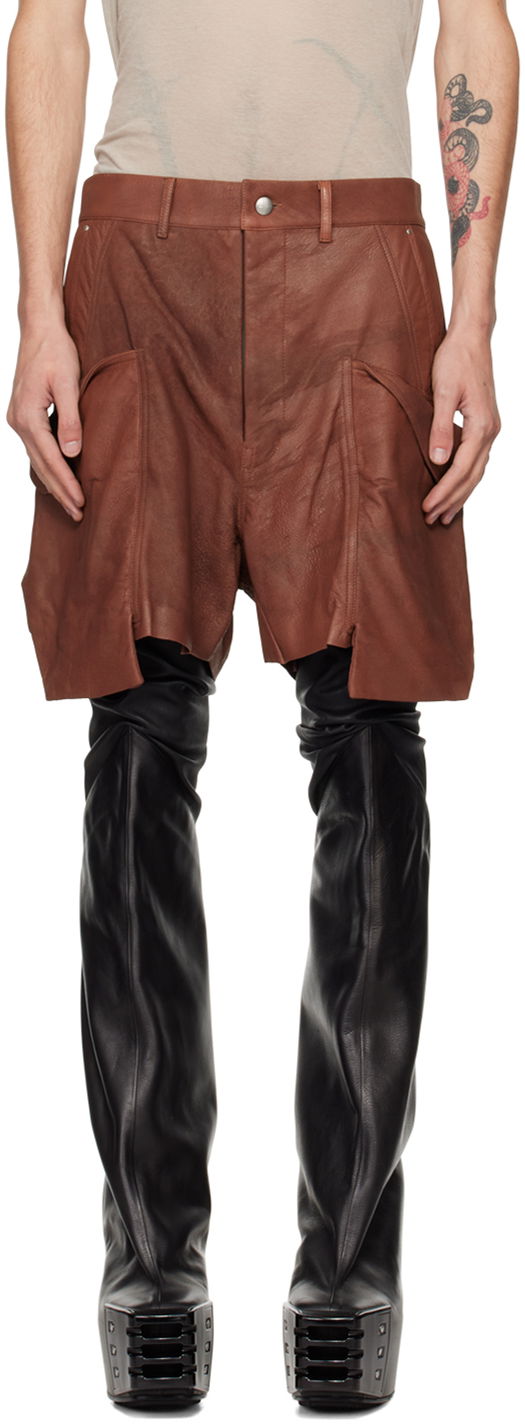 Šortky Rick Owens Rick Owens Porterville Stefan Cargo Leather Shorts Čierna | RU02D6382 LBA