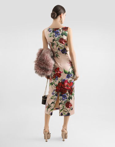 Šaty Dolce & Gabbana Dolce & Gabbana Satin Sheath Midi Dress with Floral Print Ružová | F6TTYTFSIB5H25PR, 2