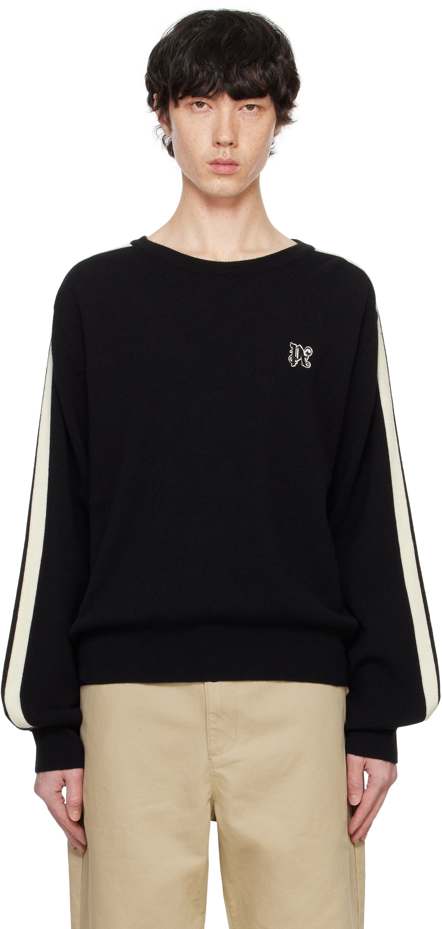 Sveter Palm Angels Track Crewneck Sweater Čierna | PMHE075F24KNI0011003, 0