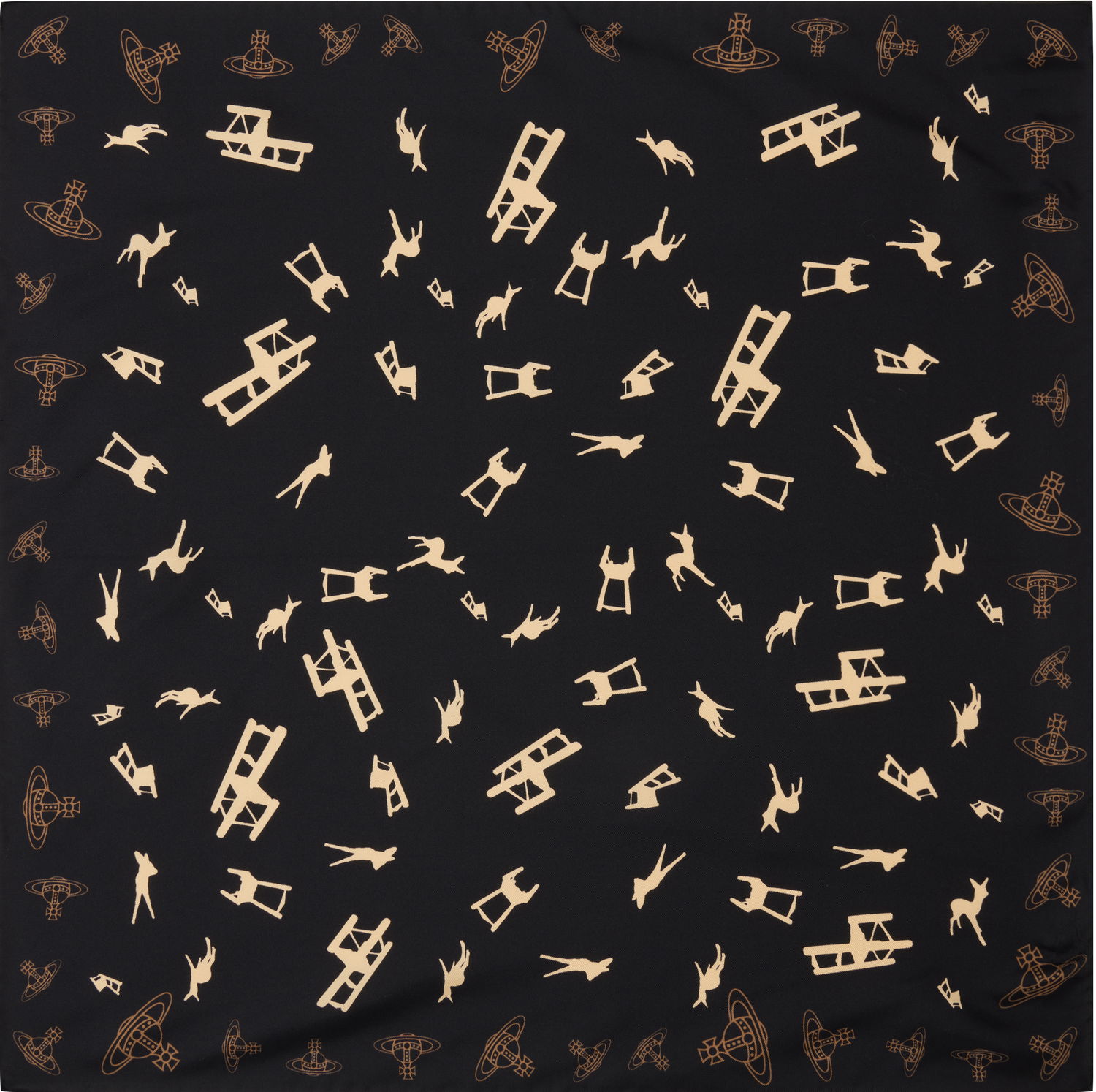 Šál Vivienne Westwood Vivienne Westwood Deer Chair Print Square Scarf Čierna | 8103014X-W014E-, 0