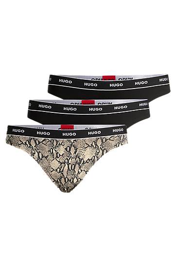 Nohavičky BOSS Three-Pack of Stretch-Cotton Thongs with Logo Waistbands by HUGO undefined | 50495870, 0