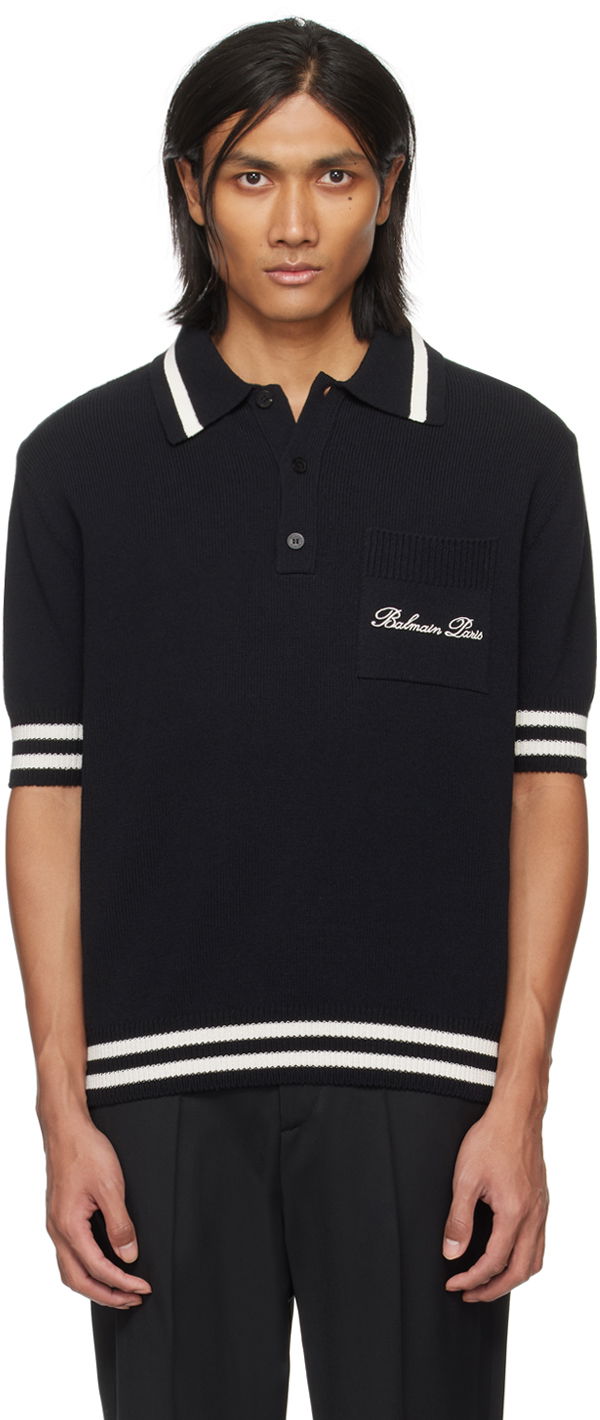 Polo tričko Balmain Signature Polo Čierna | CH1GB045KF96, 0