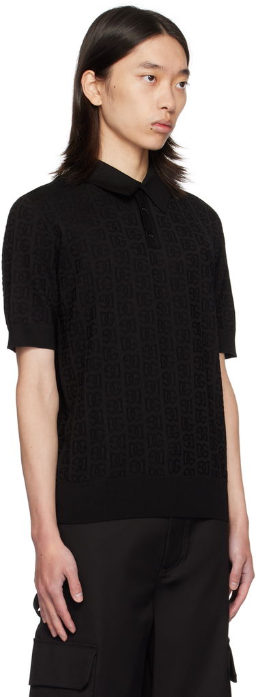 Polo tričko Dolce & Gabbana Dolce&Gabbana Logo Jacquard Polo Čierna | GXZ15TJBSKE, 1