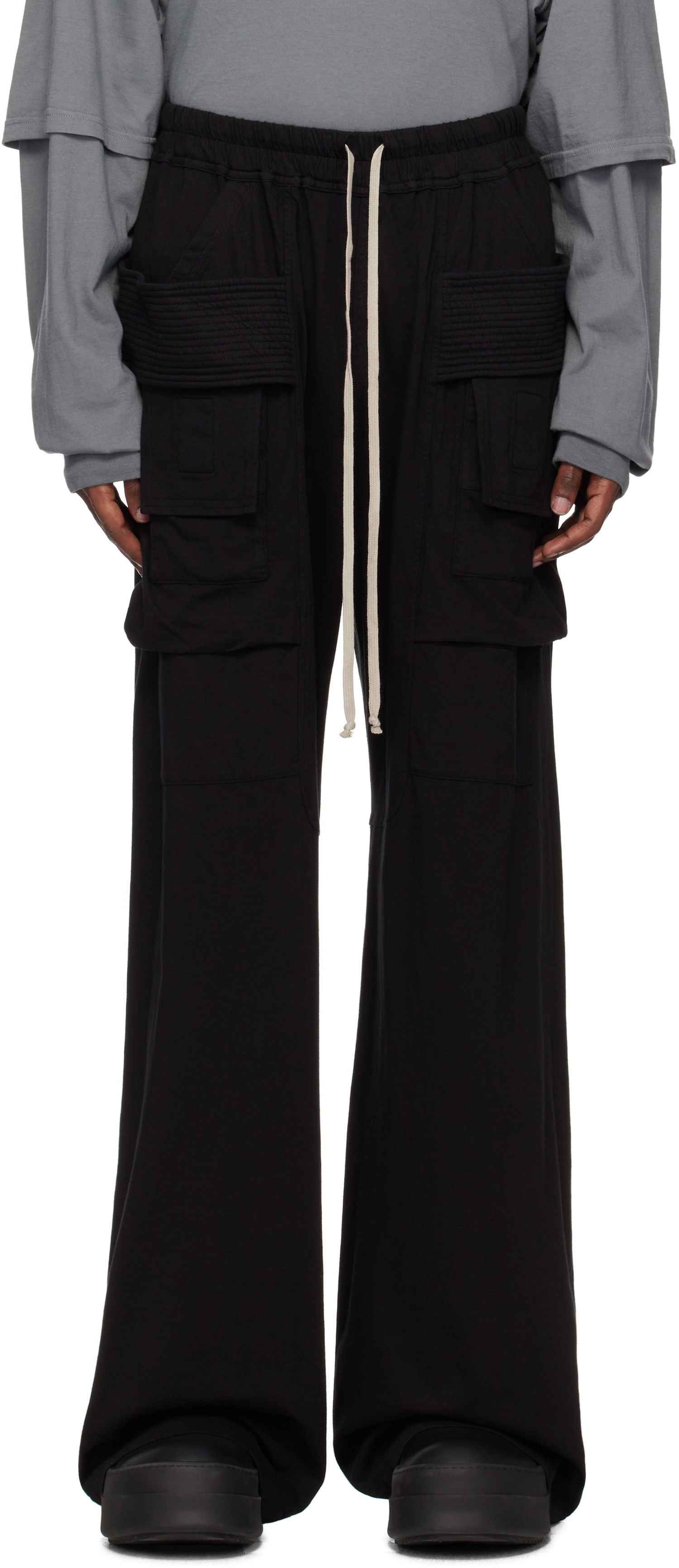 Cargo nohavice Rick Owens Rick Owens DRKSHDW Porterville Creatch Wide Drawstring Cargo Pants Čierna | DU02D2394 RN, 0