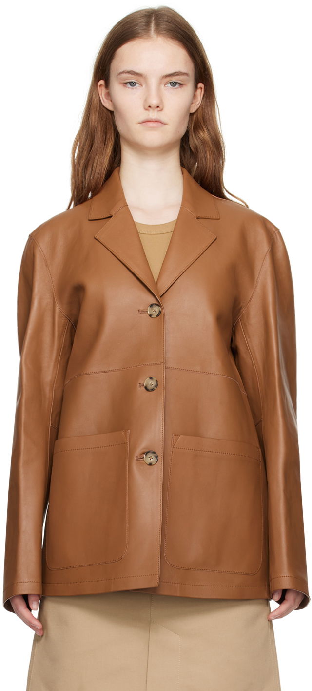 Bunda TOTEME TOTEME Clean Leather Jacket Hnedá | 242-WRZ1765-LE0056, 0