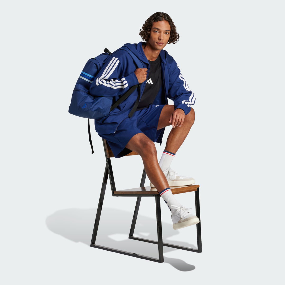 Mikina adidas Performance 3-Stripes Full-Zip Hoodie Modrá | JE6341, 1