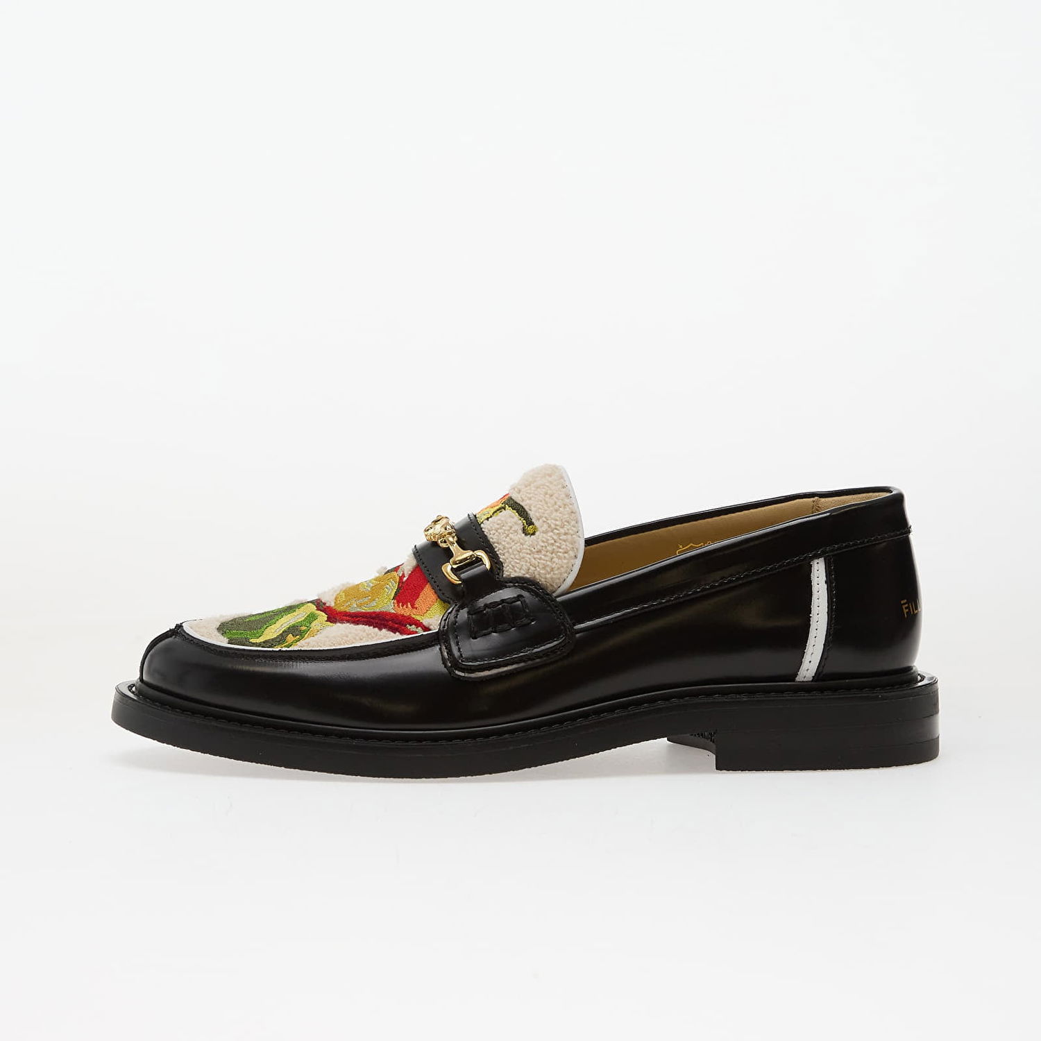 Tenisky a topánky Filling Pieces Embroidered Loafer with Sherpa Trim and Gold Bit Čierna | 112611303287130, 0