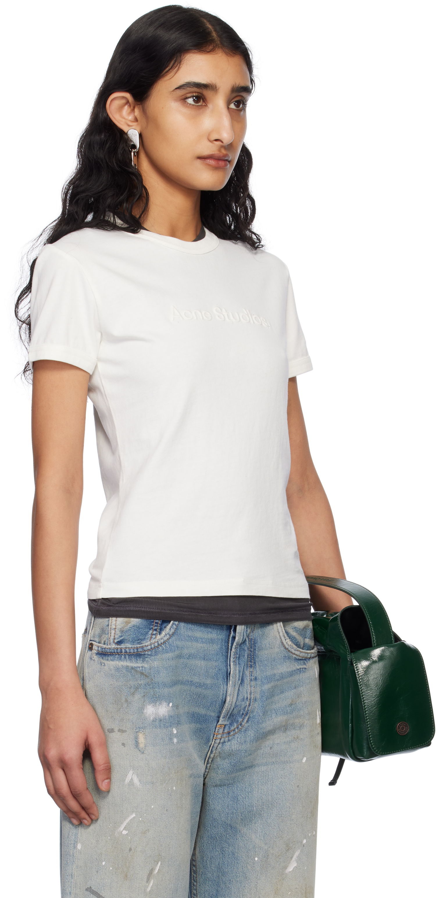 Tričko Acne Studios Acne Studios Fitted Logo T-Shirt Biela | AL0469-, 1