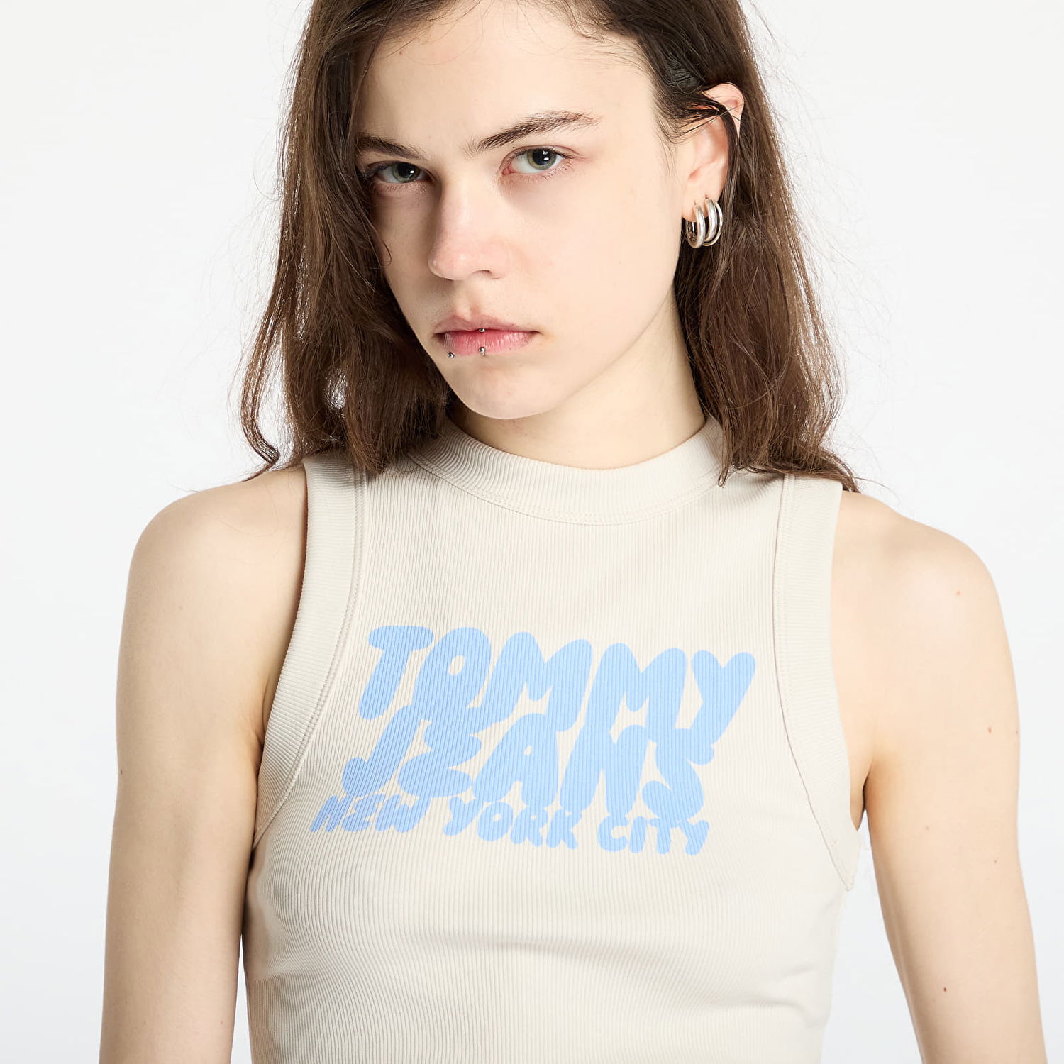 Tielko Tommy Hilfiger Tommy Jeans Slim Bubble Tank Top Béžová | DW0DW21339 ACG, 1