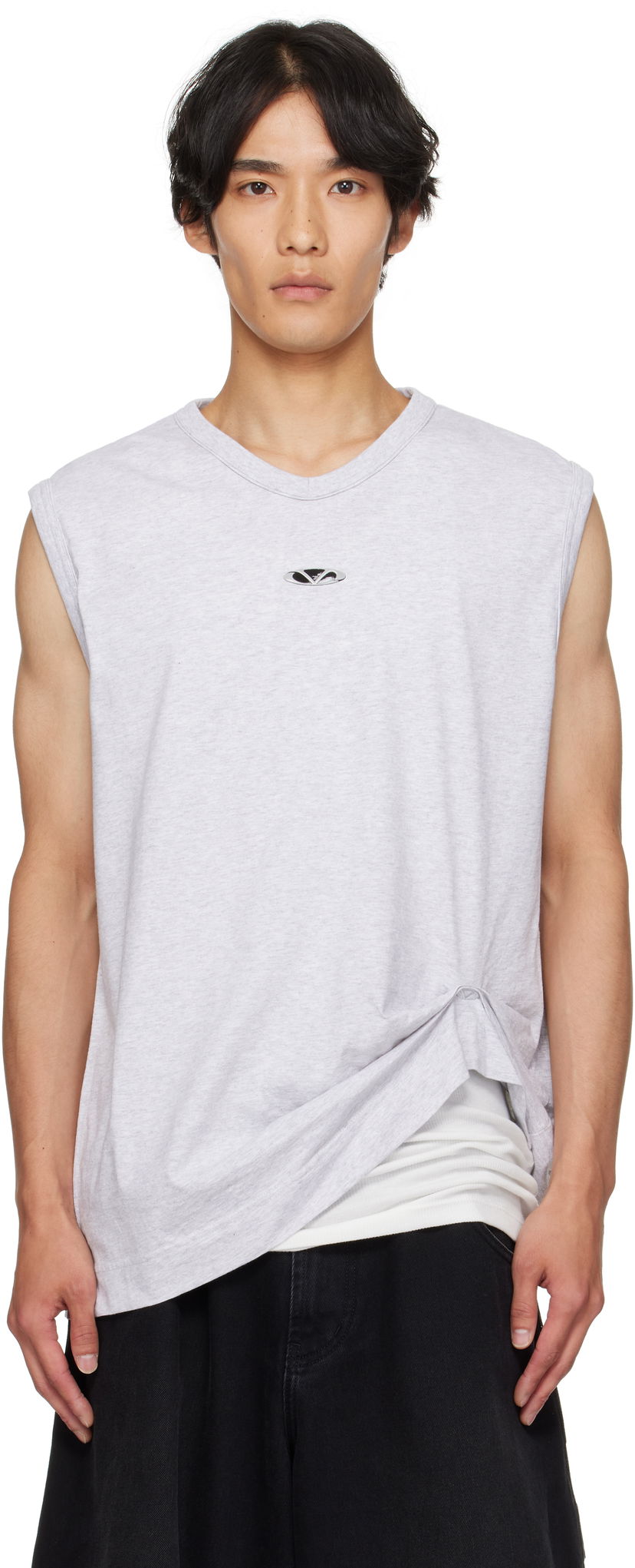 Tielko VETEMENTS Vetements Oval Logo Jersey Tank Top Šedá | UH76TR550G