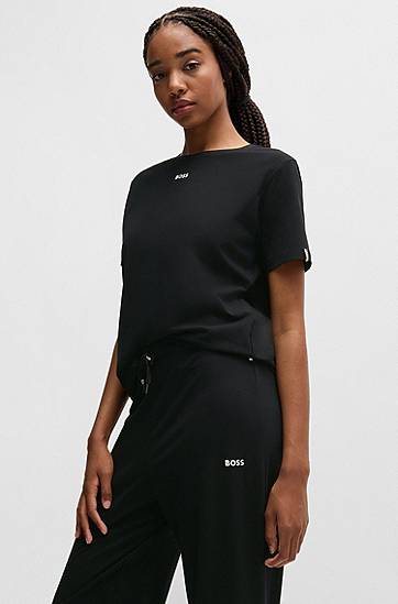 Tepláky BOSS Stretch-Cotton Lounge Pants with Logo Cords Čierna | 50520148, 1