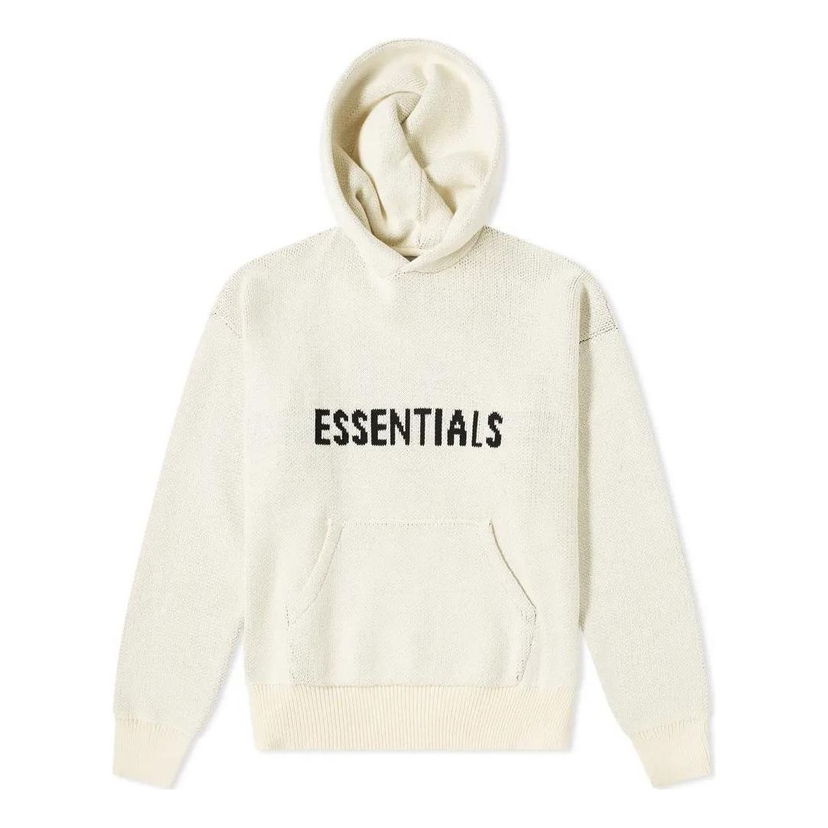 Mikina Fear of God Essentials Knit Logo Hoodie Biela | FOG-FW21-1229