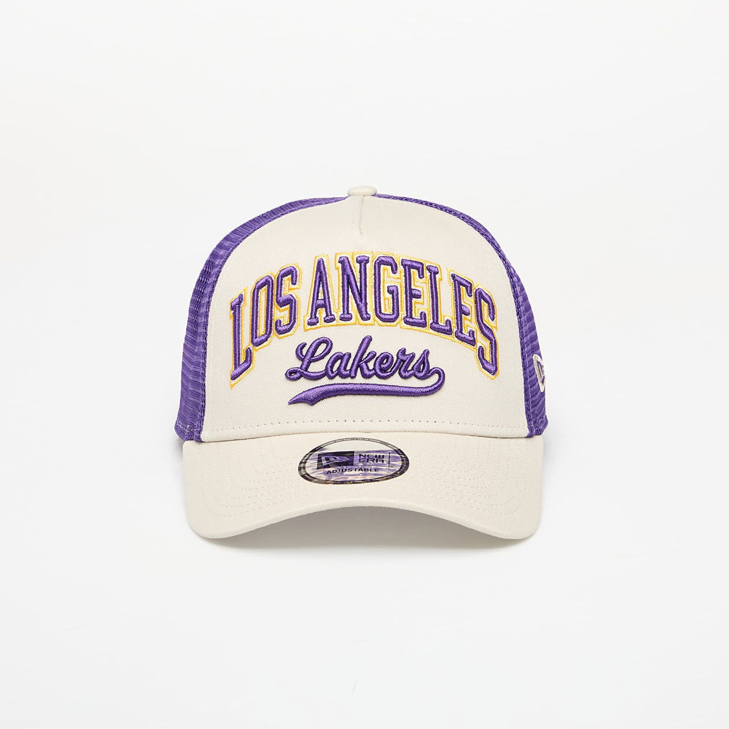 Šiltovka New Era Los Angeles Lakers NBA Script 9FORTY E-Frame Trucker Adjustable Cap Béžová | 60667568, 0