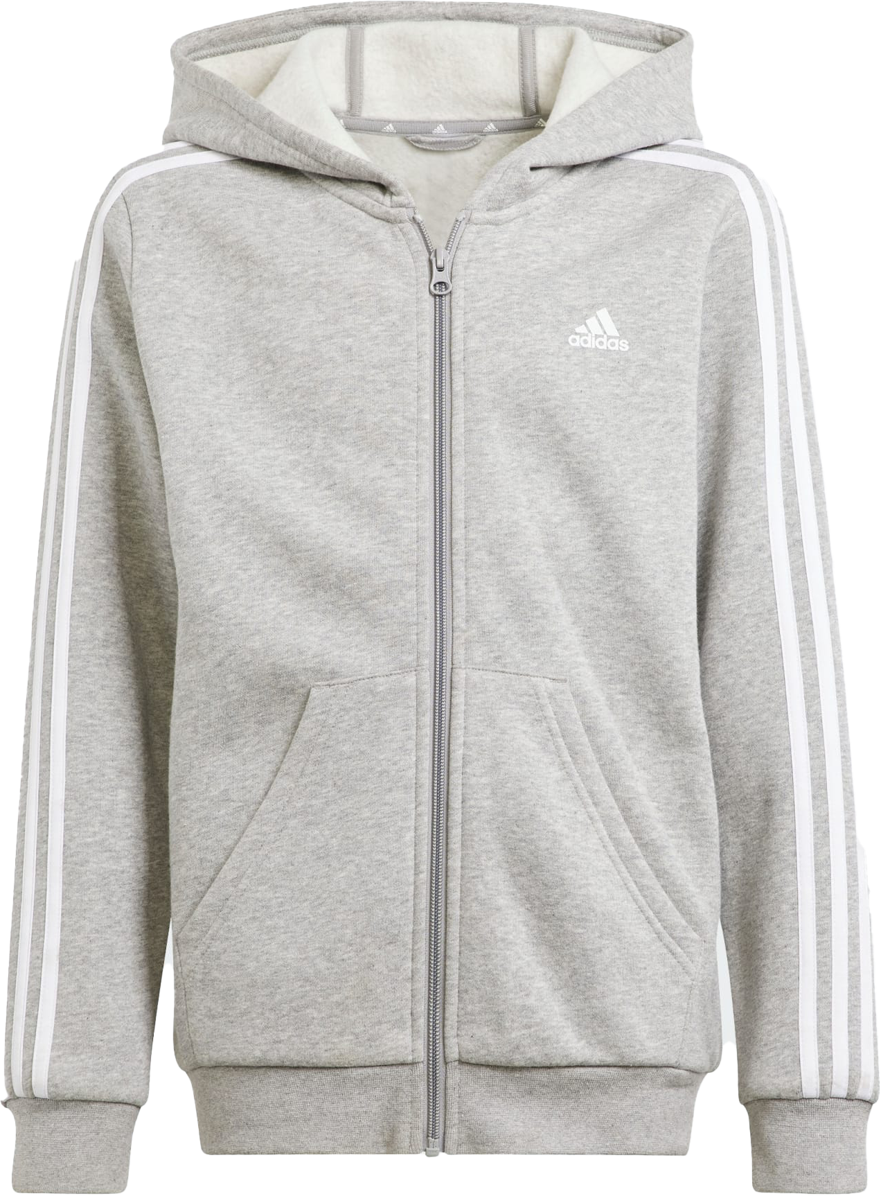 Mikina adidas Originals adidas 3-Stripes Fleece Full-Zip Hoodie Šedá | is3241, 0