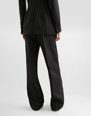 Nohavice Dolce & Gabbana Dolce & Gabbana Straight-Leg Pinstripe Wool Pants with Turn-Ups Čierna | FTDBVTFR22MS8051, 3