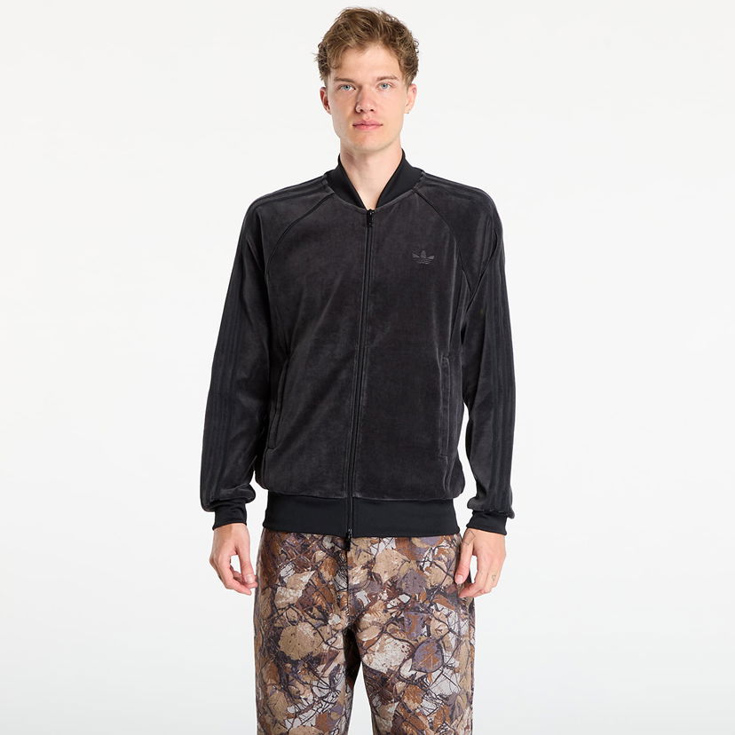 Mikina adidas Originals Sweatshirt adidas SST Adicolor Velour Track Top Black Čierna | JX1559